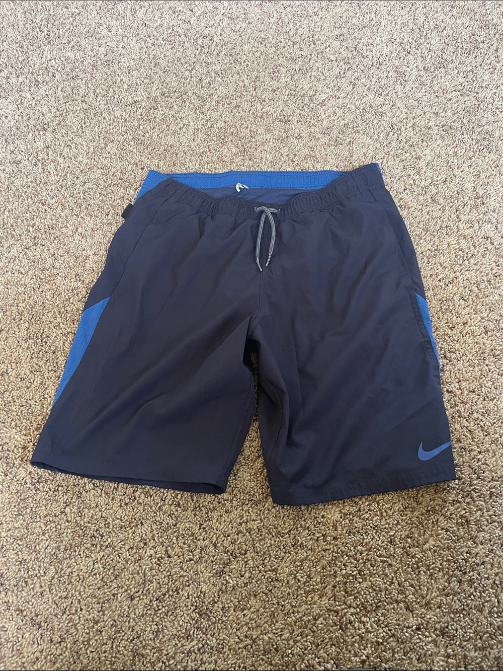 Nike men’s S. Swim trunks Shorts with Blue Trim and Swoosh